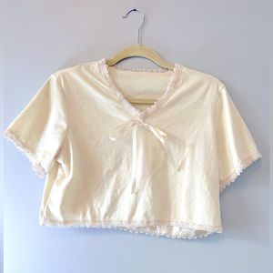Vintage Lacey Yellow Crop Top